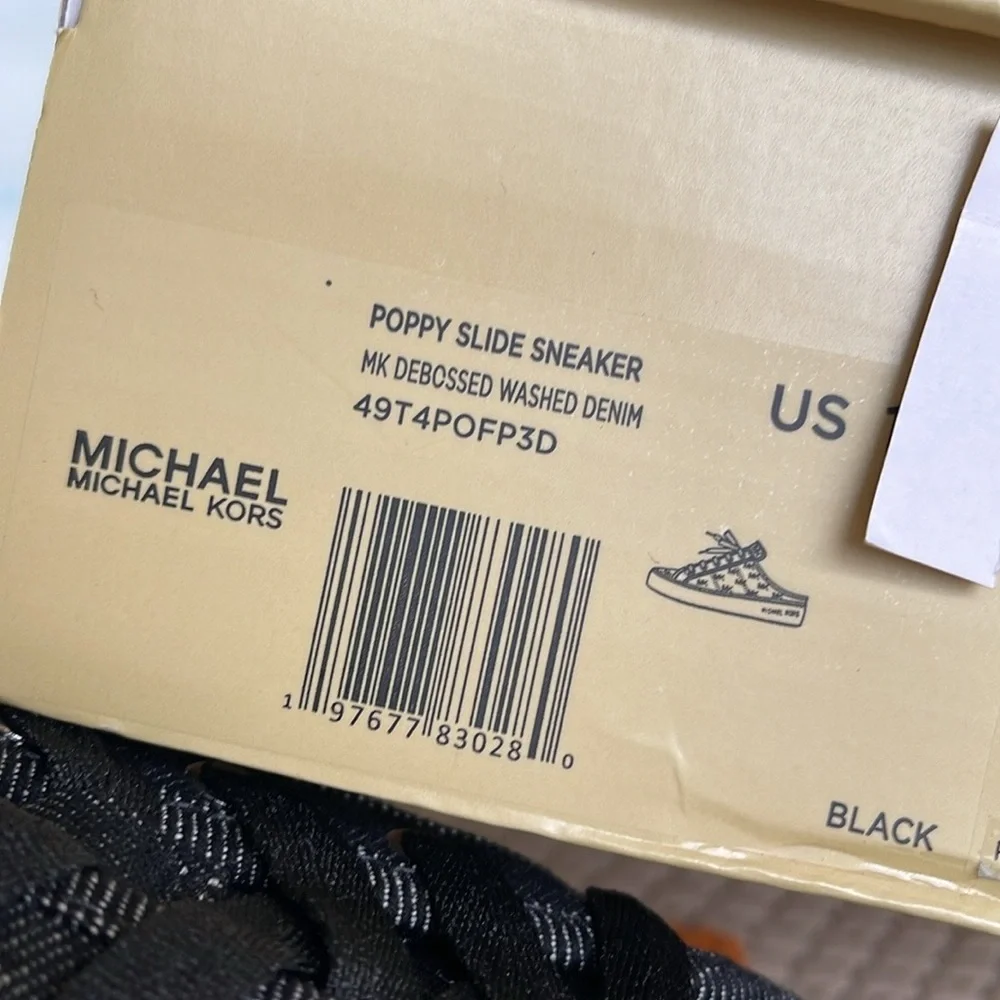 Michael Kors POPPY SLIDE SNEAKER MK DEBOSSED WASHED DENIM 49T4POFP3D Platforms